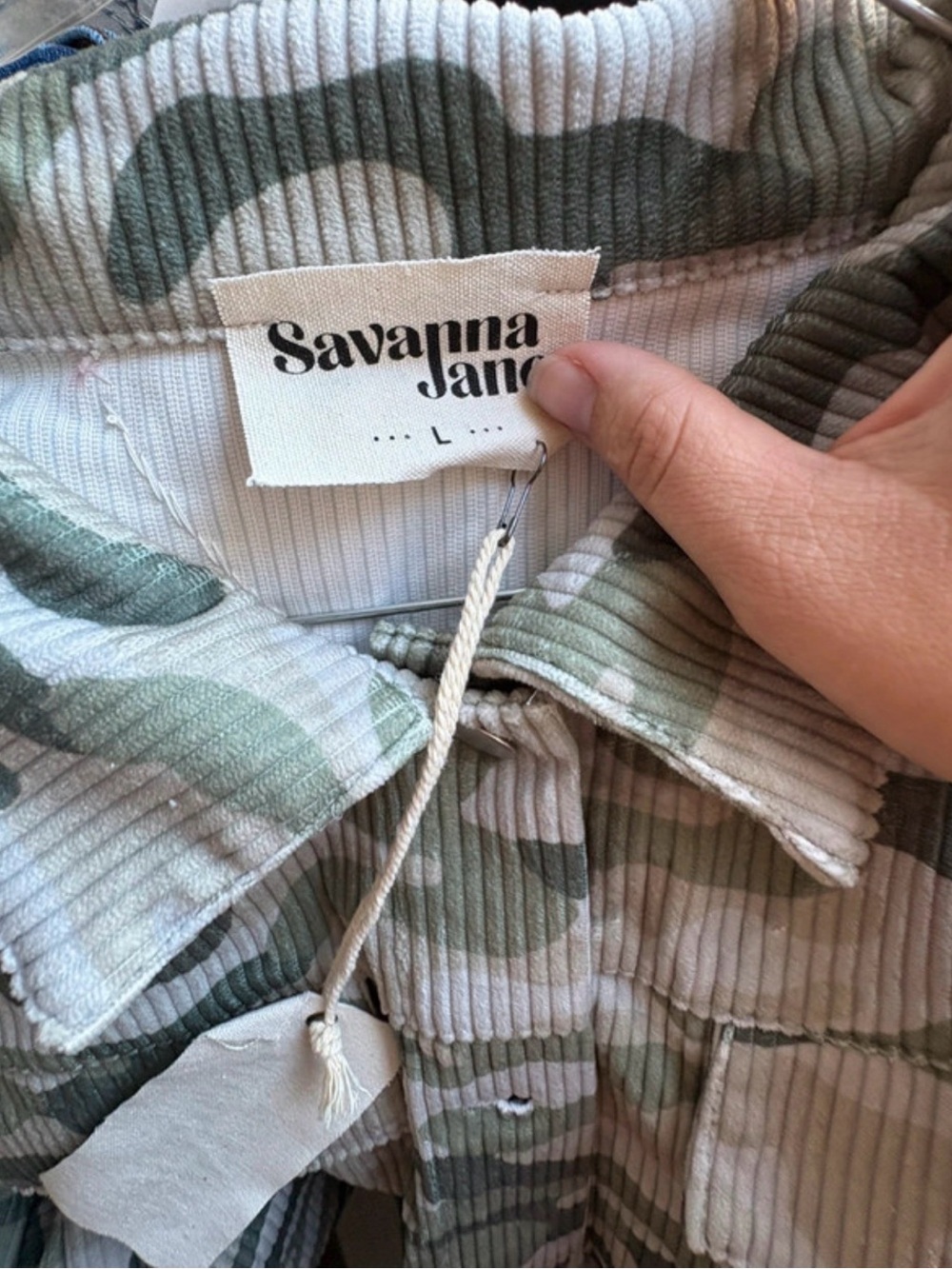 Savanna Jane Green and Cream Camo Corduroy Shorts